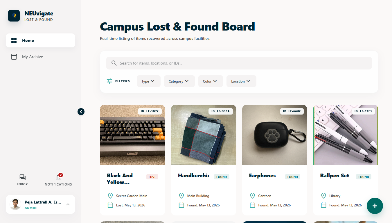 NEUvigate Lost & Found Board